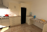 Low level kitchen worktop for accessible wheelchair access